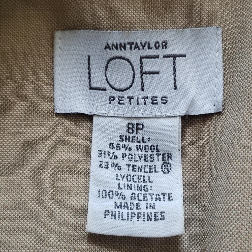 Vintage Ann Taylor LOFT Tan Wool Single Breasted Jacket Blazer - Picture 12 of 13
